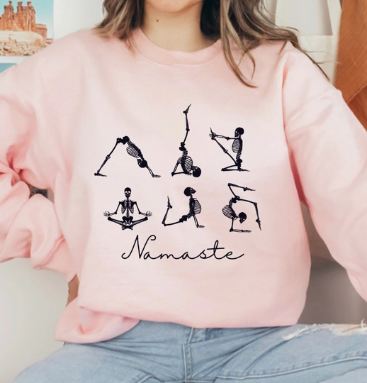 Skeleton Yoga Namaste Blend Crewneck Sweatshirt