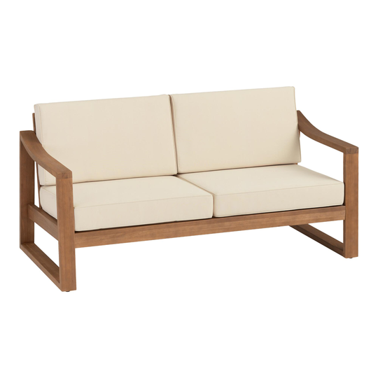 Light Brown Slope Arm Eucalyptus Samar Outdoor Patio Bench - Wood by World Market