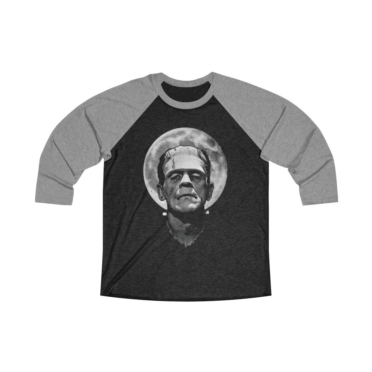 Frankenstein Moon Unisex Tri-Blend 3/4 Raglan Tee