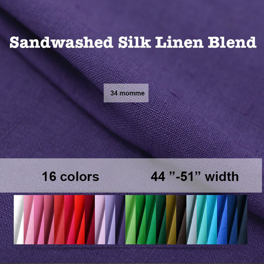 16 Colors - Sandwashed Silk Linen Blended Fabric 1/2 Yard