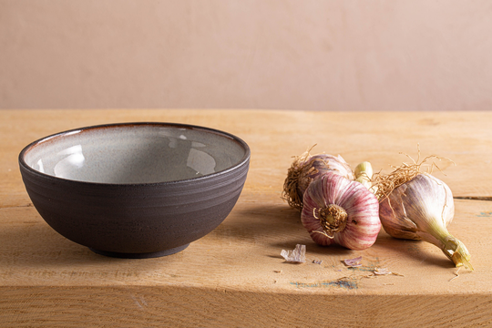 Set Of Two Handmade Ceramic Bowls, 2 Black Exterior Soup Cereals/Ramen Pho Salad Bowl, Pottery Dinnerware Bowls