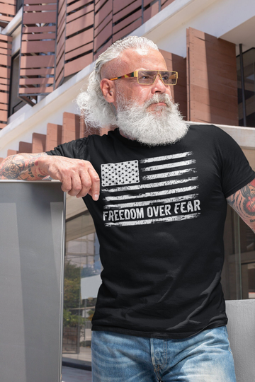 Freedom Over Fear Shirt, Conservative T Patriotic Gifts, Proud American, American Veteran USA Flag Tee, 4Th Of July