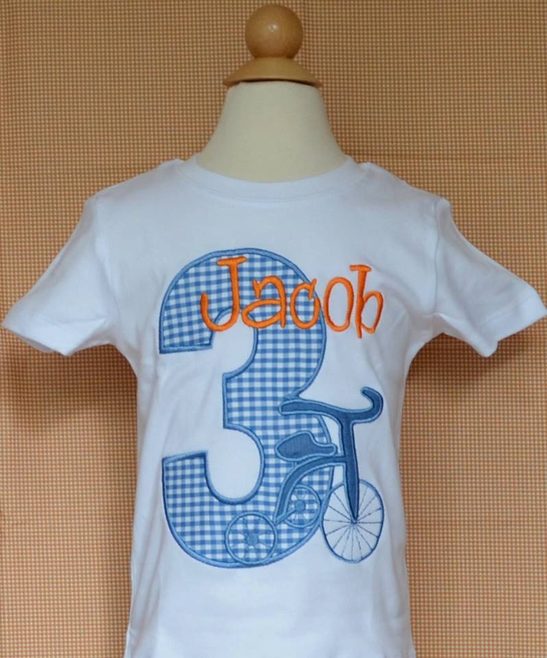 Personalized Birthday Tricycle Applique Shirt Or Bodysuit Girl Boy