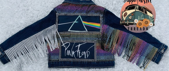 Toddler Custom Denim Jacket/ Baby Girls Jacket/Bleached Denim/Pink Floyd/ Christmas Apparel