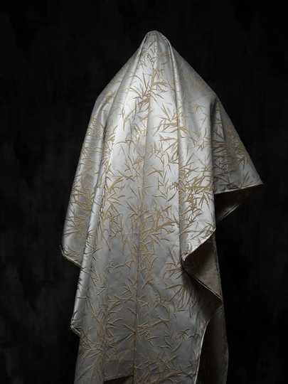 Jacquard Fabric - Polyester Blended Apricot Bamboo Leaf Pattern Fabric - Prom Dress - Lady By The Meter - D56-1