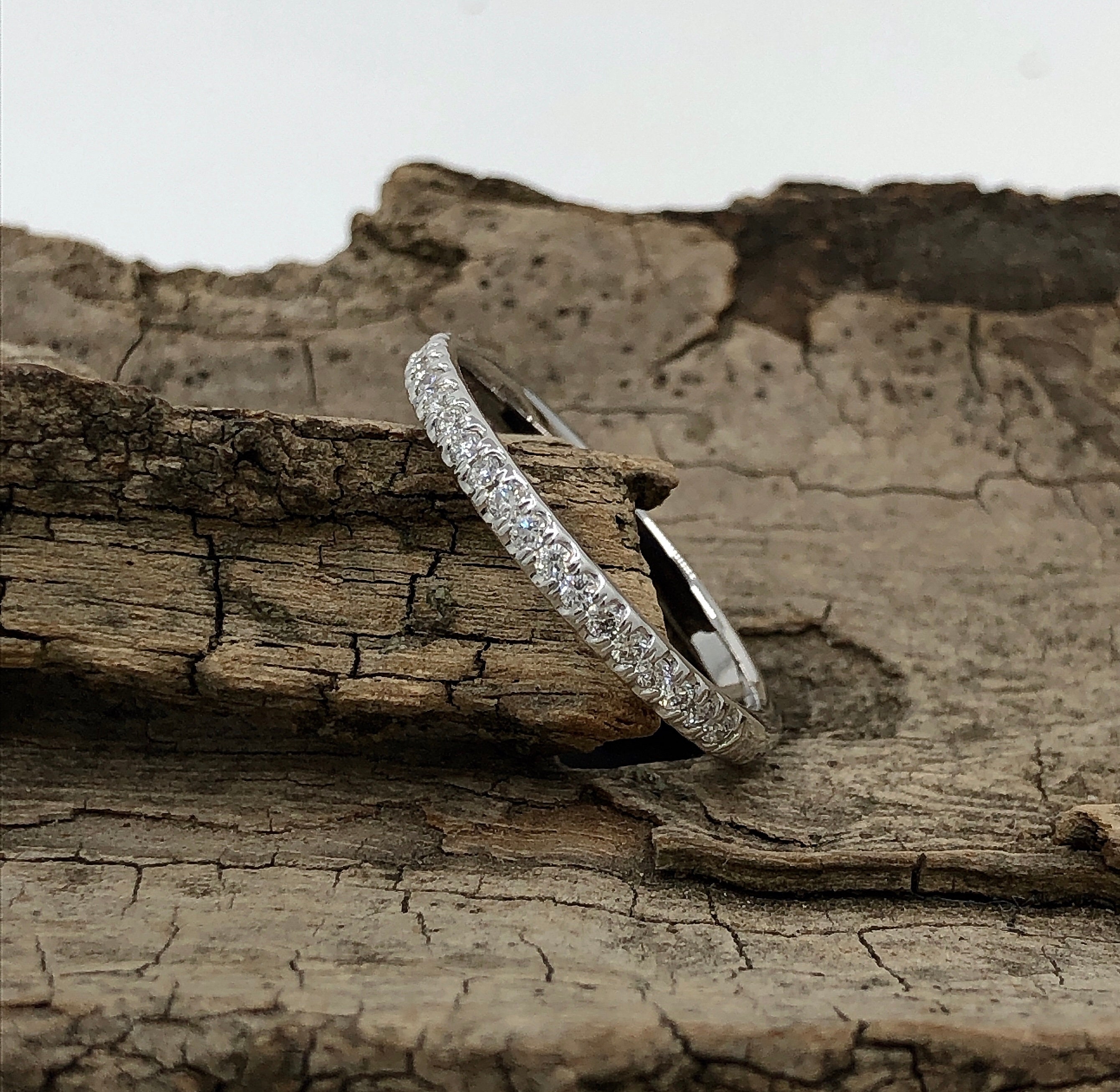 14K White Gold Diamond Band Ring Half Eternity 0.25 Carats Matching Wedding | Bridal Set Available