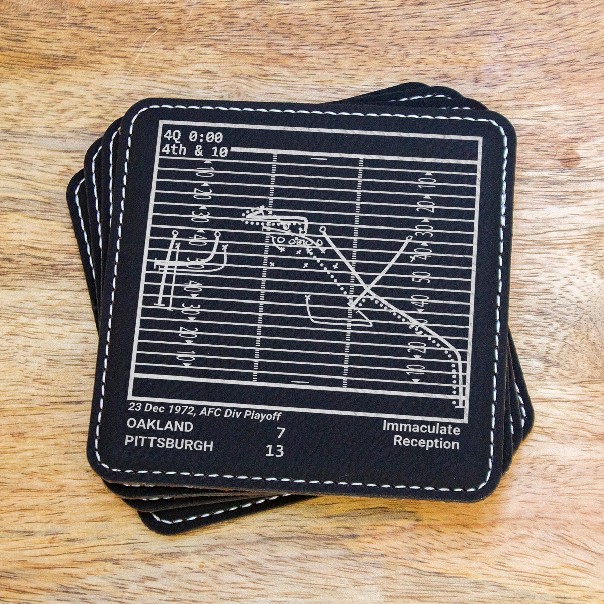Greatest Steelers Plays Leatherette Coasters | Set Of 4