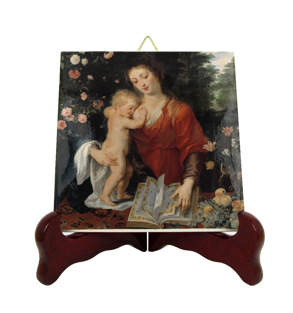 Holy Art - Madonna & Child Religious Icon On Tile Rubens Sacred Mother Mary Jesus Pray Virgin