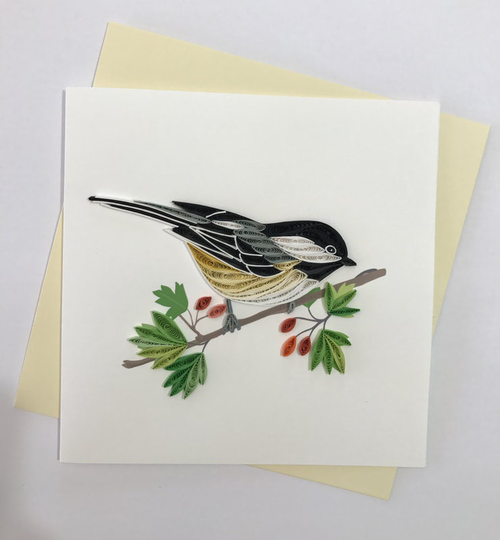 Chickadee Quilling Greeting Card, Handmade Greeting Card, Quilling Cards, Quilled Quilling, Handmade Card