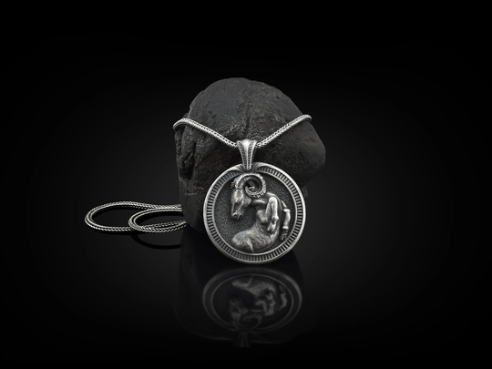 Aries Handmade Sterling Silver Men Charm Necklace, Zodiac Sign Jewelry, Astrology Pendant, Horoscope Birthday Gift