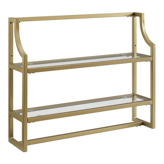 Gold Metal and Glass Milayan Bathroom Wall Shelf: Metallic by World Market