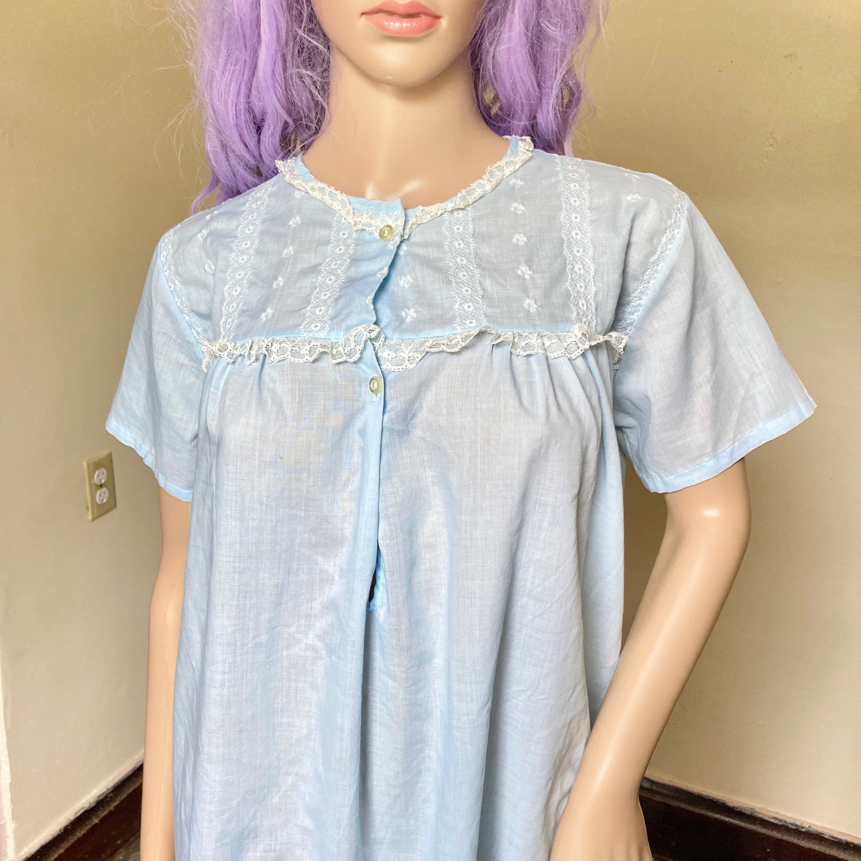 Vintage 70S Amy Sue Cotton Blend Nightgown Nap Dress