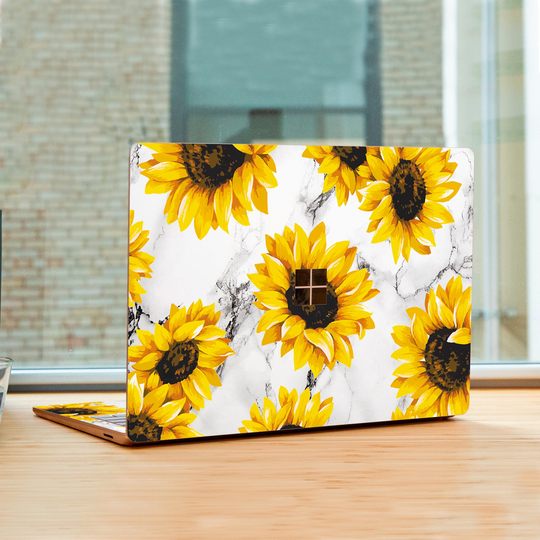 Sunflower Surface Laptop Skin Marble 2 3 4 Decal Flower Book Top Go Gift For Girl