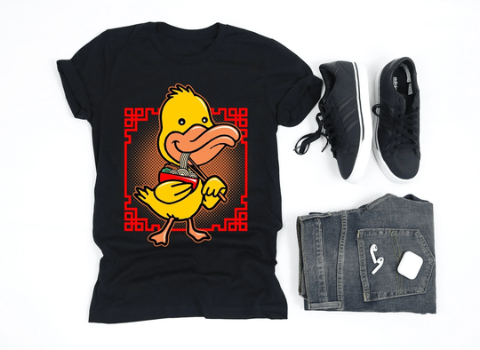 Duck Eating Ramen Shirt, Japanese Bowl, Funny Gifts, Lover Gift, V-Neck, Tank Top, Sweatshirt, Hoodie