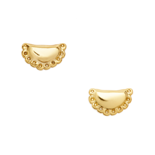 Empanada Post Earrings | Yellow Gold Plated By Delicacies Jewelry - Every Purchase Donates To Fight Hunger