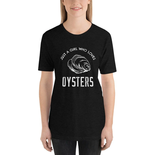 Oyster Tshirt, Just A Girl Who, Loves Oysters, Grunge Distressed, Line Art, Short-Sleeve Unisex T-Shirtshort-Sleeve T-Shirt