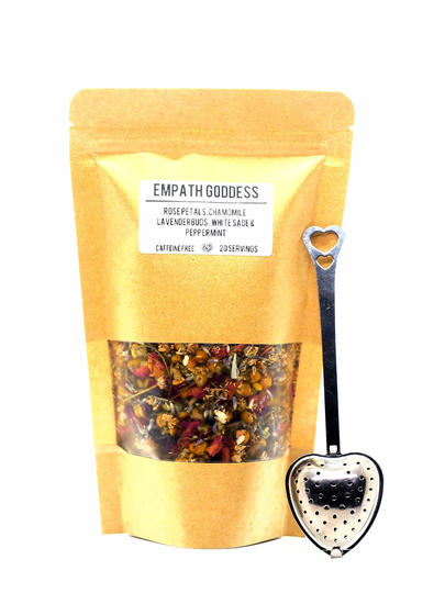 Combo Tea Blend + Heart Shaped Infuser Spoon Empath Goddess Handcrafted Starter Kit