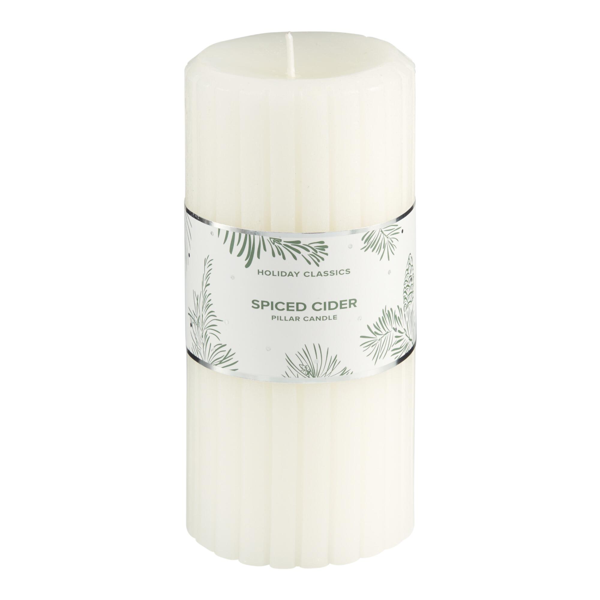 6 Inch White Spiced Cider Pillar Candle - Scented Wax by World Market