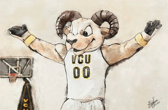 Vcu Ram, College Dorm Decor, Graduation Gift - Virginia Commonwealth University Mascot, Rodney | Rva Basketball Va Hand-Painted | Print