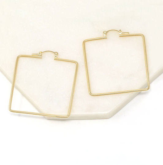 14K Gold Filled Hoop Earring, Square Modern Earring Gold, Minimalist Jewelry Gift For Her, Lightweight