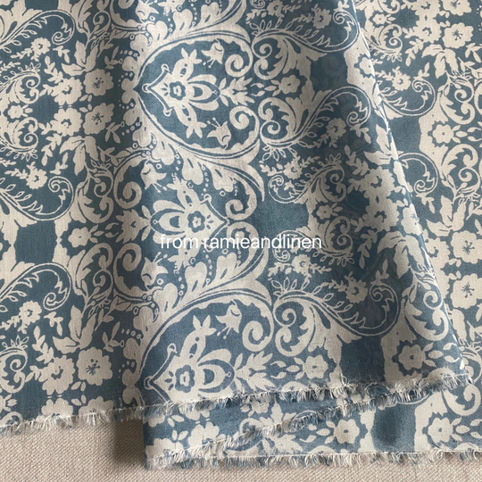 Silk Fabric, Palace Vintage Style Pattern Print Silk Cotton Blend Half Yard By 55" Wide