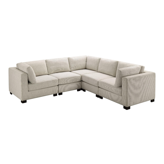 Cream Track Arm Hayes 5 Piece Square Modular Sectional Sofa by World Market