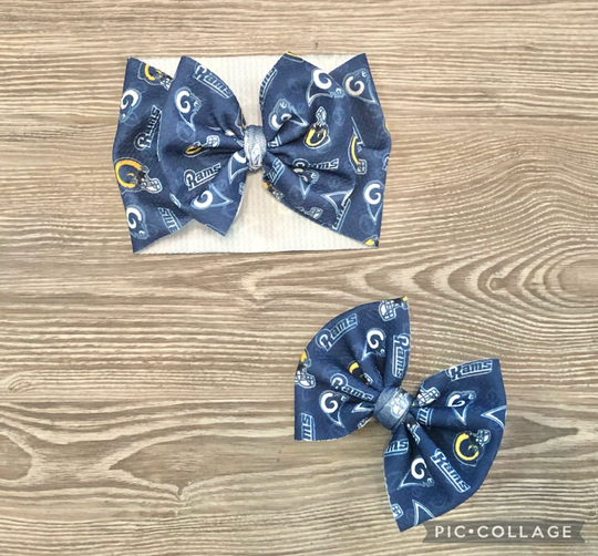 Blue Los Angeles Rams Football Baby Headwrap - Bow