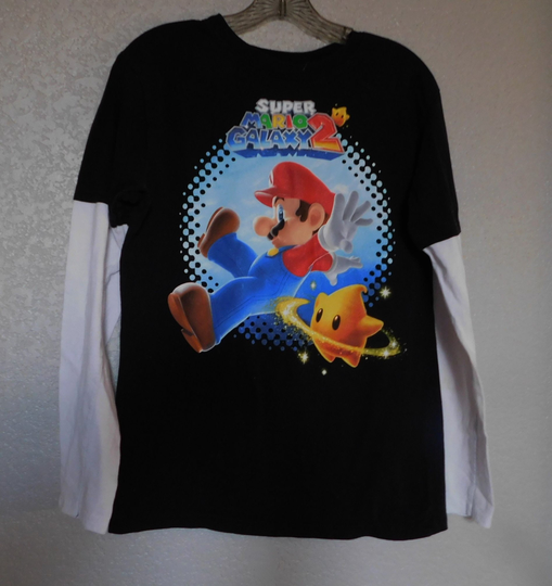 Super Mario Galaxy 2 Kid's Long Sleeve Shirt Top/Colorful Graphic T Shirt/Size Xl