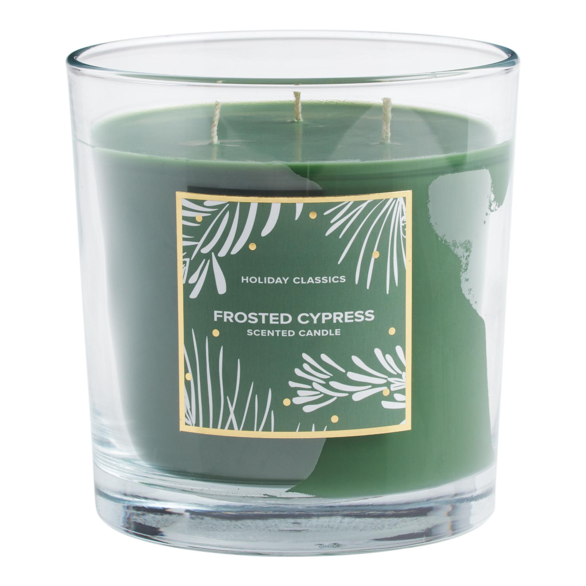 Green Frosted Cypress 3 Wick Scented Candle by World Market
