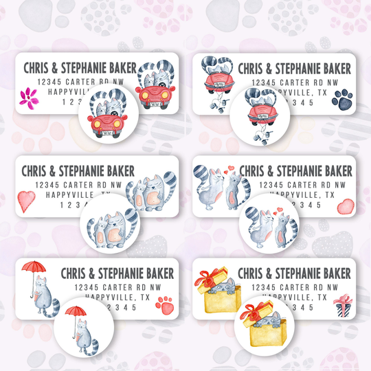 Watercolor Cats Adorable & Love Special Valentine's Day Labels Stickers | #30M1