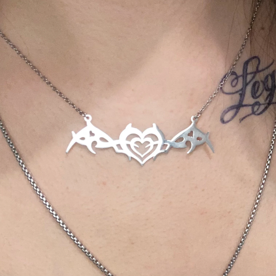 Few Left Stainless Steel Heart Tramp Stamp Necklace, High Quality, Y2K, 2000S, Tattoo, Grunge, Gift