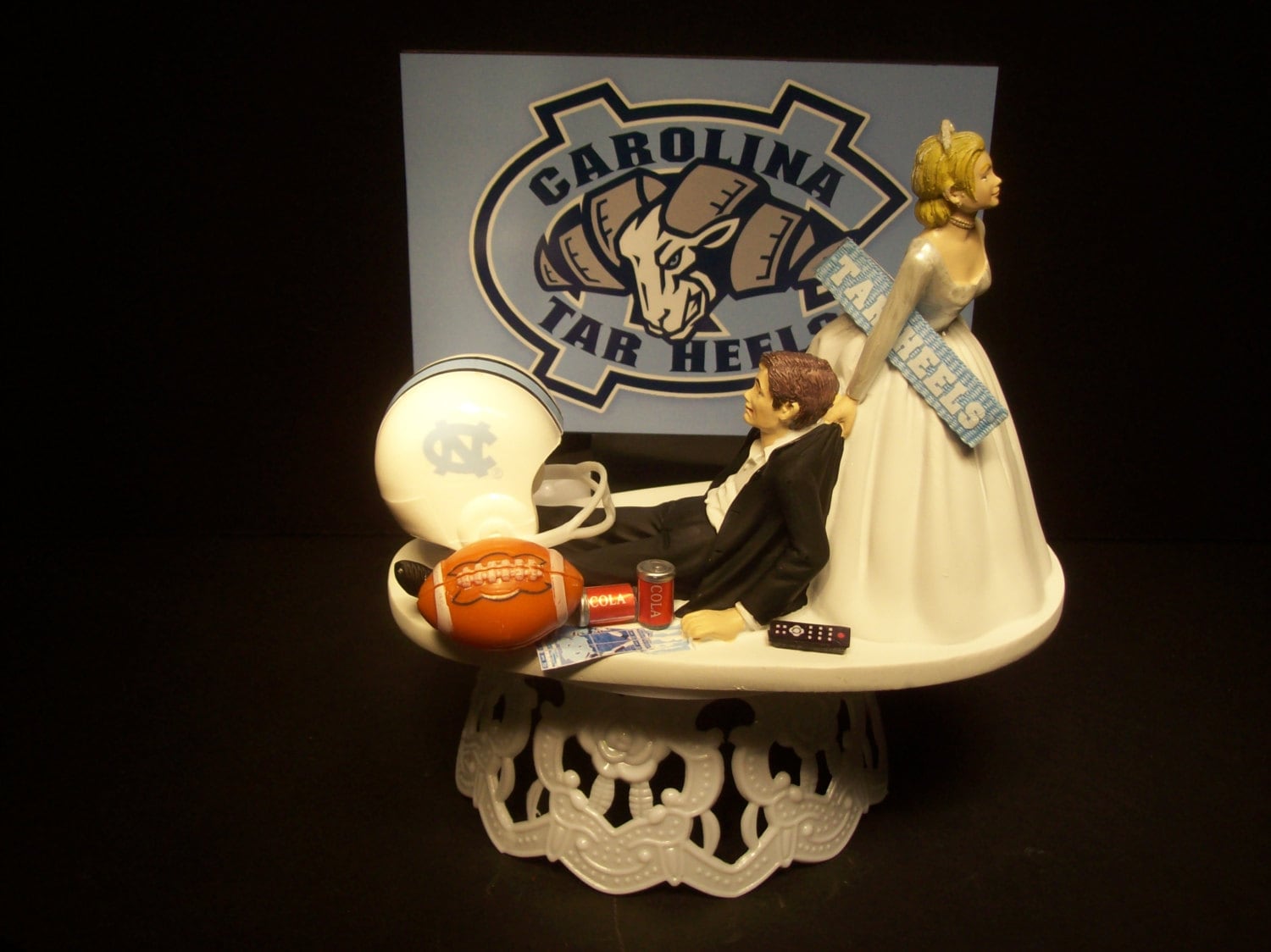 College Football North Carolina Funny Wedding Cake Topper Ram Groom's
