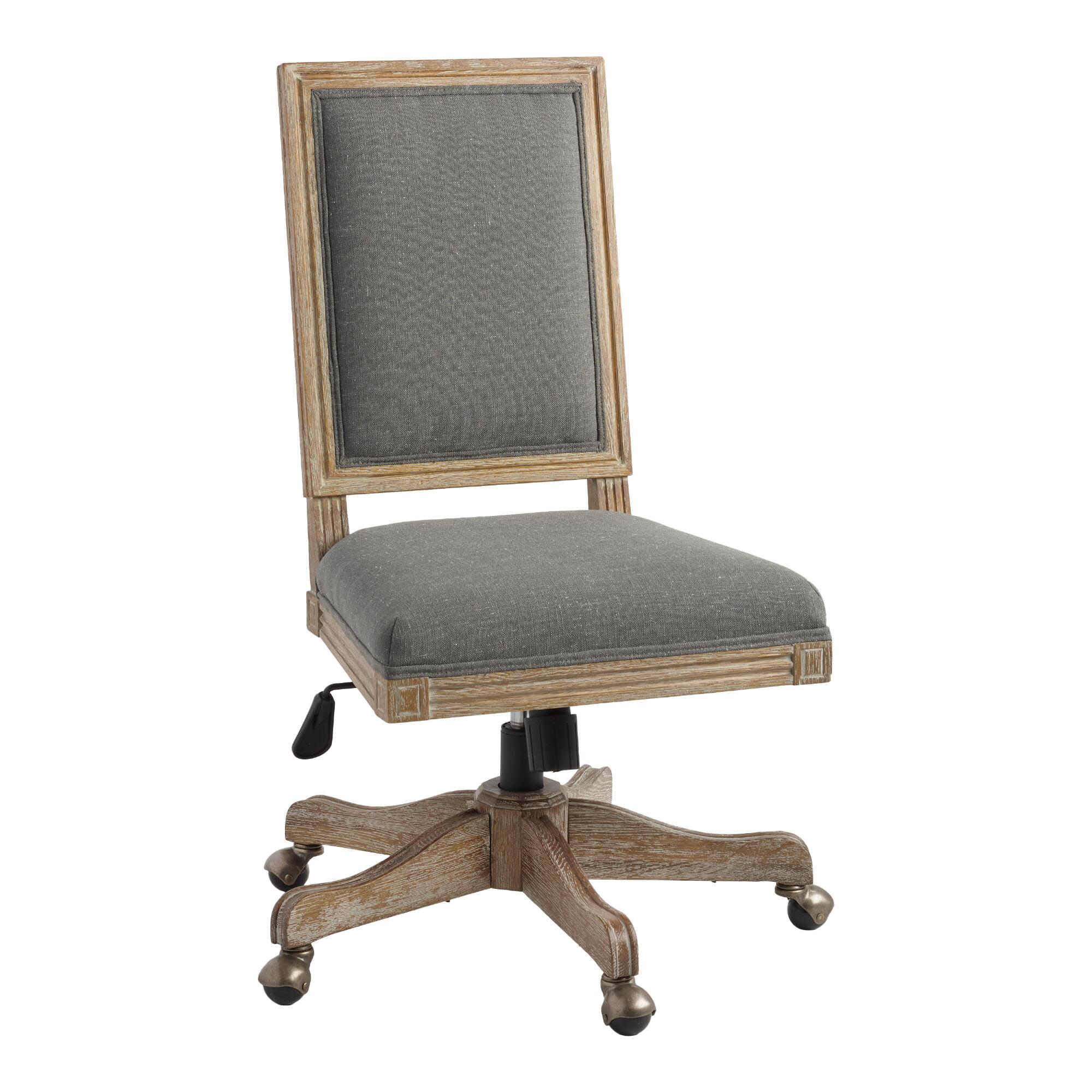 Charcoal Gray Linen Square Back Paige Home Office Chair by World Market
