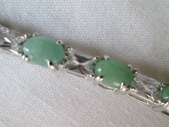 925 Sterling Jade Cz Tennis Bracelet