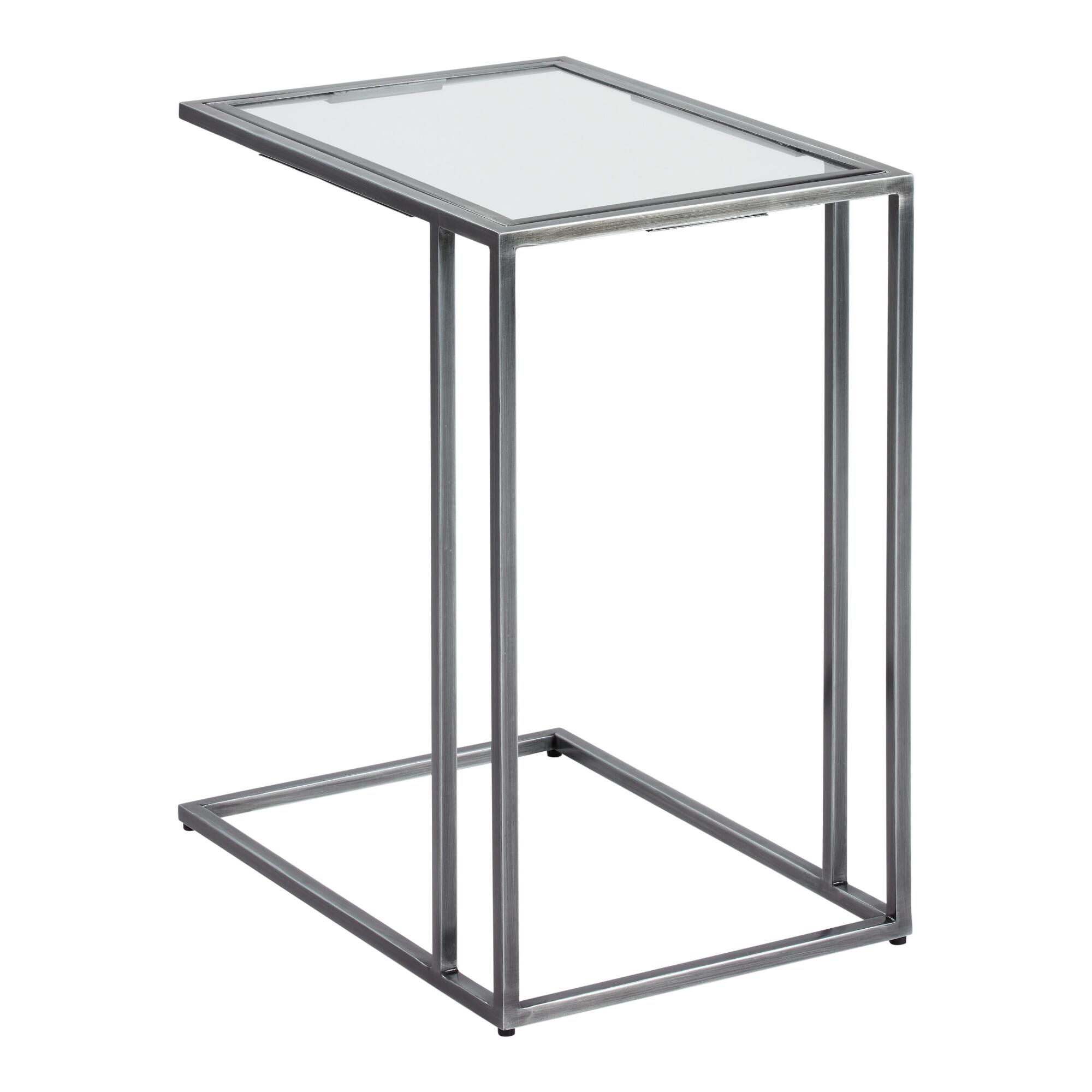 Glass And Pewter Metal Daryl Laptop Table by World Market
