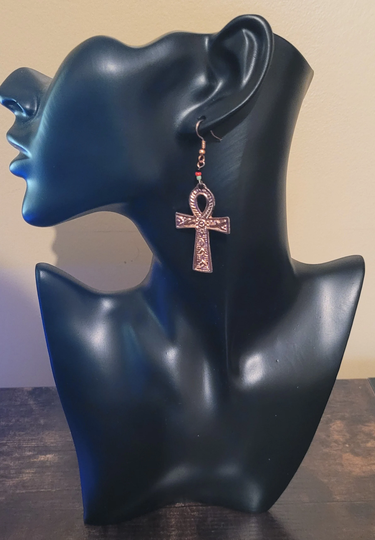 Copper, Gold, Or Silver Ankh Earrings