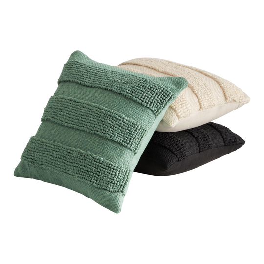 Tonal Loop Stripe Indoor Outdoor Patio Throw Pillow by World Market
