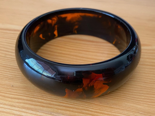 Cloud Lucite Bangle, Deep Brown Fall Christmas Gift, Hanukkah, Valentine Mother's Day Mod Bangle