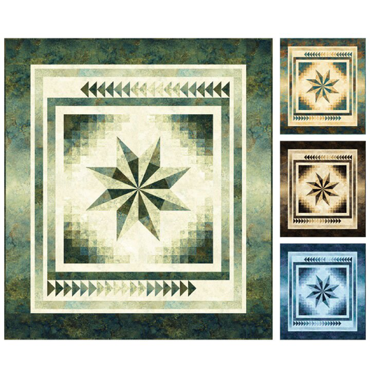 Gradient Star Queen Sized Quilt Kit, Robins Egg, Northcott Stonehenge Gradations, The Fabric Addict