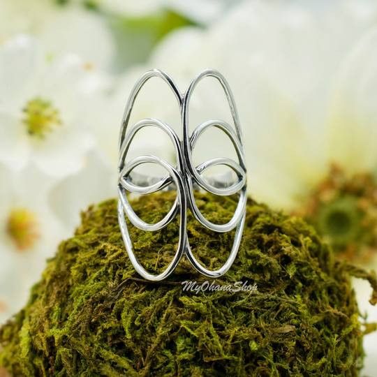 925 Sterling Silver Freeform Ring For Women. 35mm Long, Large Free Form Wire Index, Middle, Thumb Or Finger. Big Cutout Ring