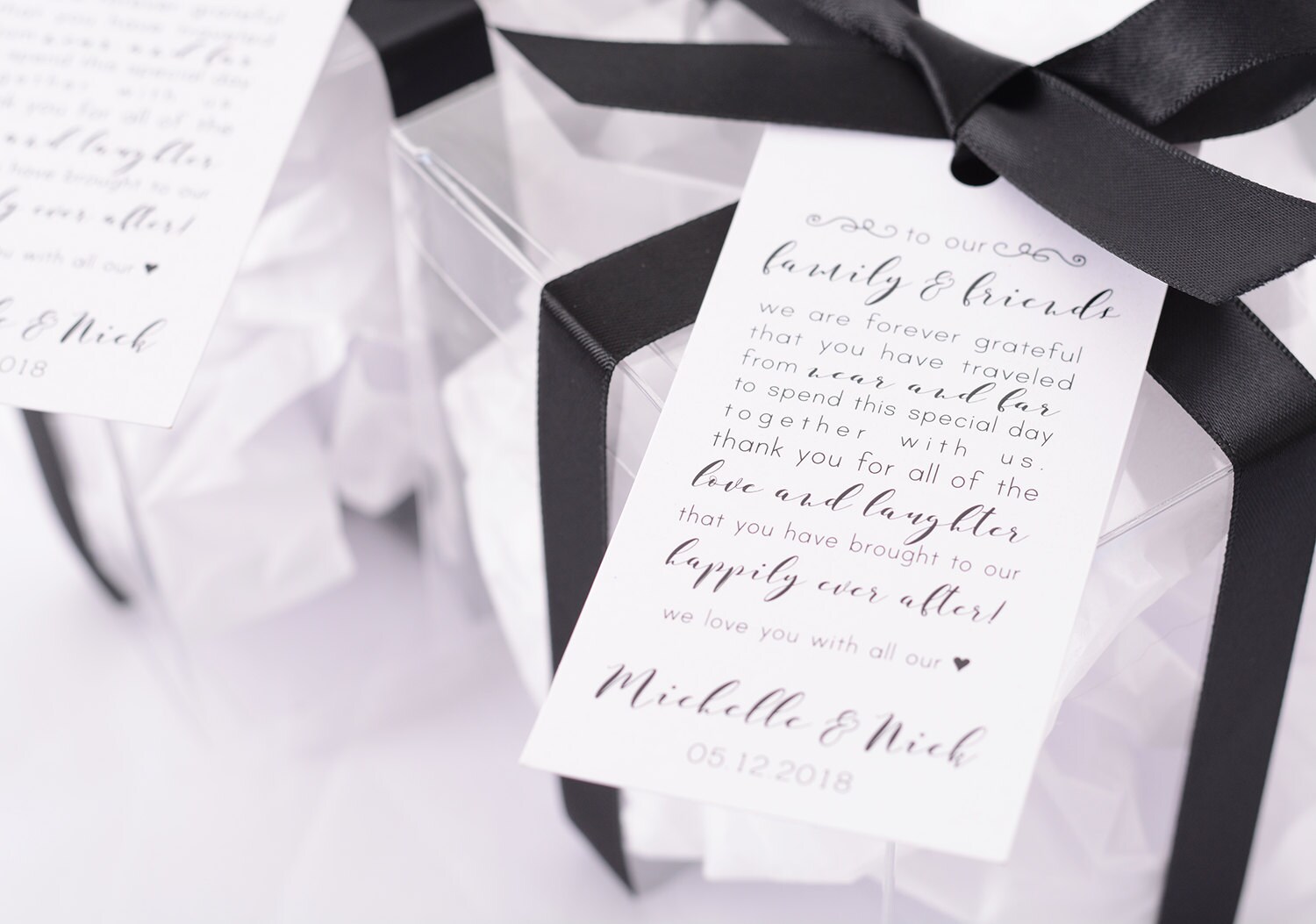 Wedding Gift Tags - Wine Bottle Tags, Favor Box Bag Personalized Hanging Thank You Note