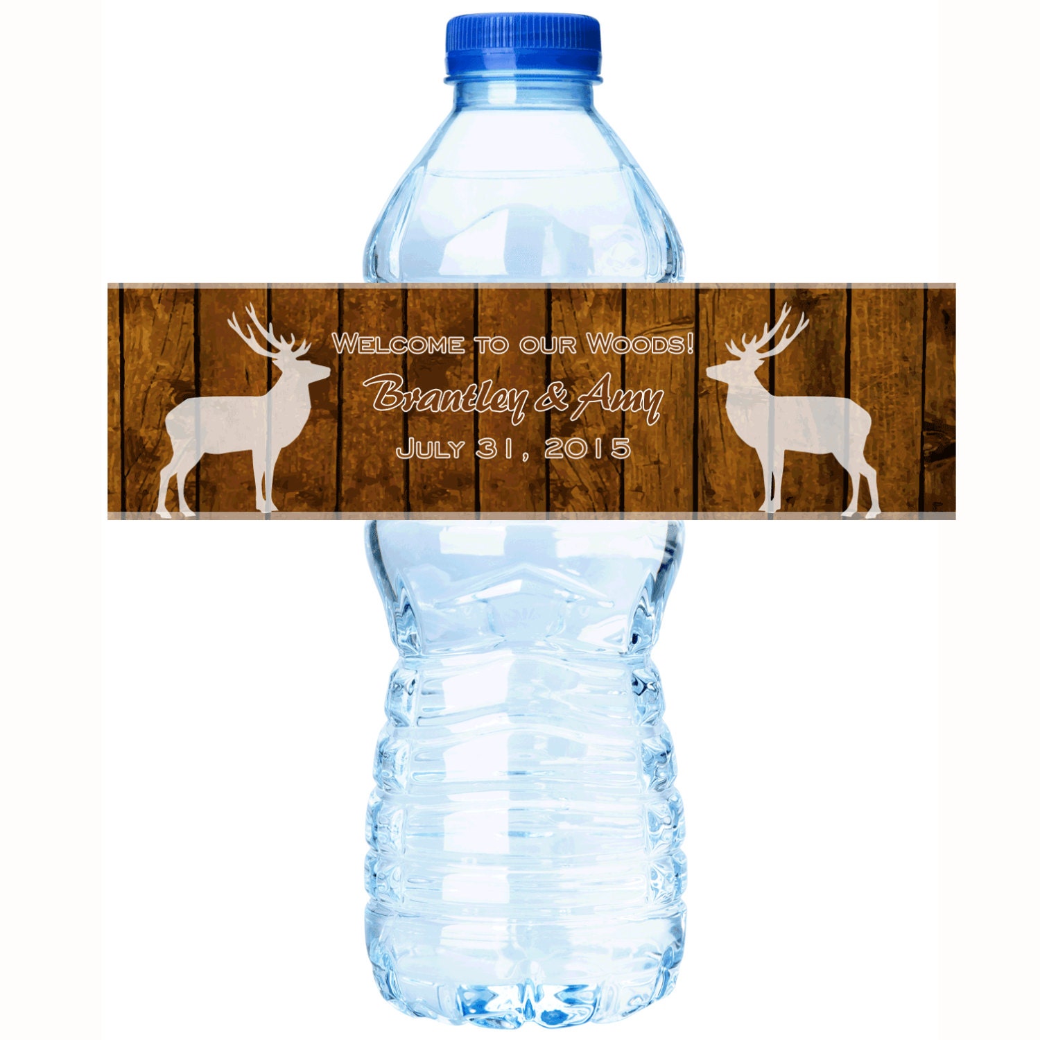30 Personalized Wedding Woodland Water Bottle Labels - Rustic Country Label