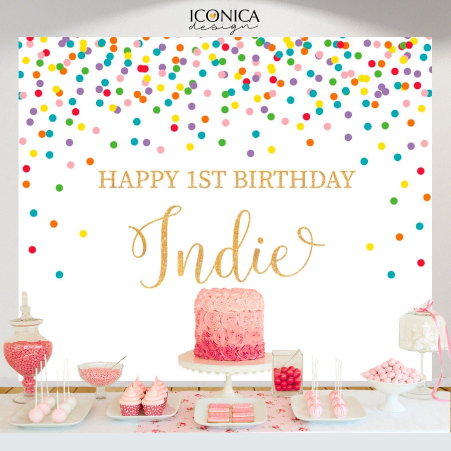 First Birthday Party Backdrop, Sprinkles Decor, Confetti Party Backdrop, Baby Sprinkle Shower Bbd0129