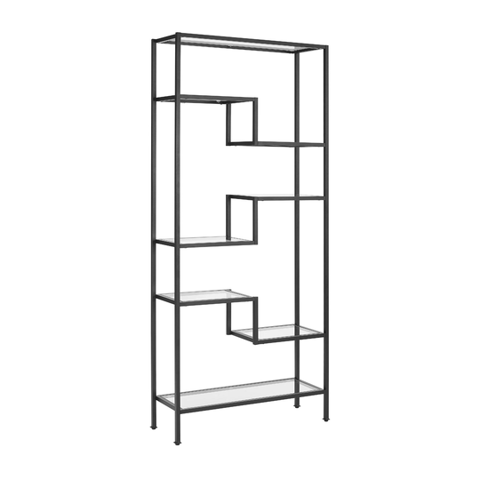 Matte Black Metal and Glass Ezra Etagere Shelf: Black/Metallic by World Market