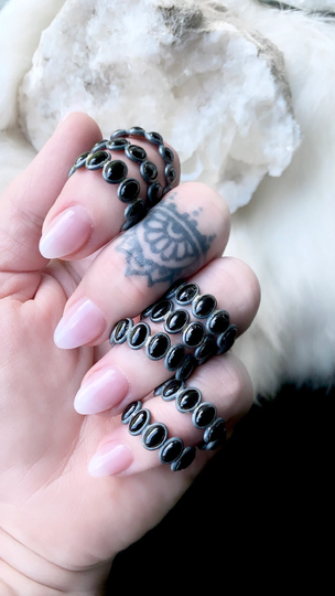 Black Onyx Ring, Infinity Black Stone Ring