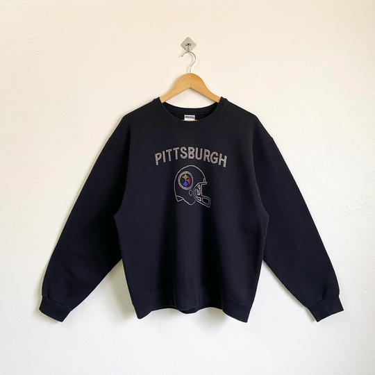 Vintage Nfl Pittsburgh Steelers Crewneck Sweatshirt Black Color Men's L