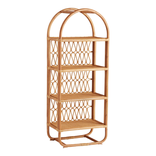 Tall Sienna Rattan Arched Nylah Bookcase: Brown/Natural by World Market