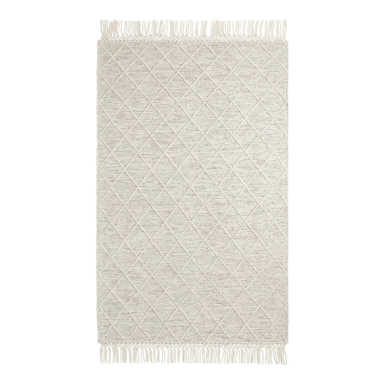 Black and Ivory Diamond Sweater Wool Barret Area Rug - Cotton by World Market