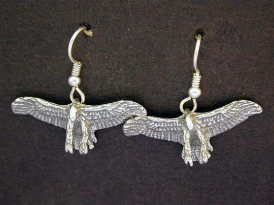 sterling Silver Hawk Earrings On Heavy French Wires