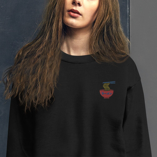 Ramen Embroidered Sweatshirt, Japanese Food Lover, Aesthetic, Ramen, Noodles
